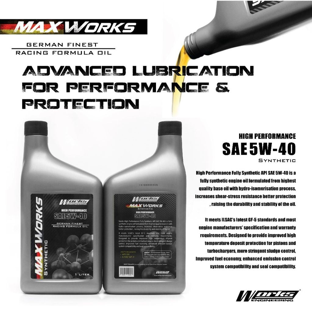 Works Engineering’s - Maxworks High Performance Fully Synthetic SAE 5W-40 (1 Qt / 946 ml )